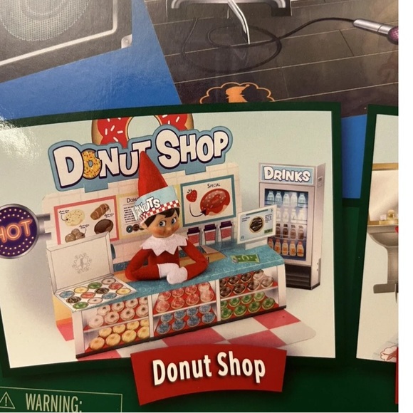 Elf on the Shelf Insta-Moment Pop-Ups Elves at Play New Spa Drum Donut Shop - Picture 3 of 4